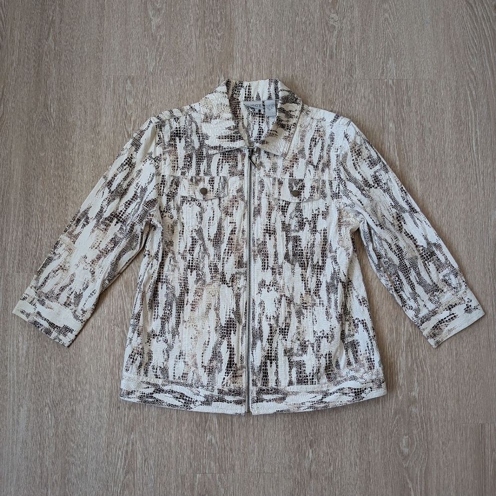 Chicos Jacket Women's Medium Snake Skin Design Full Zip